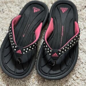Adidas Super Cloud Polka Dot Flip Flop Sandals Girls 11
